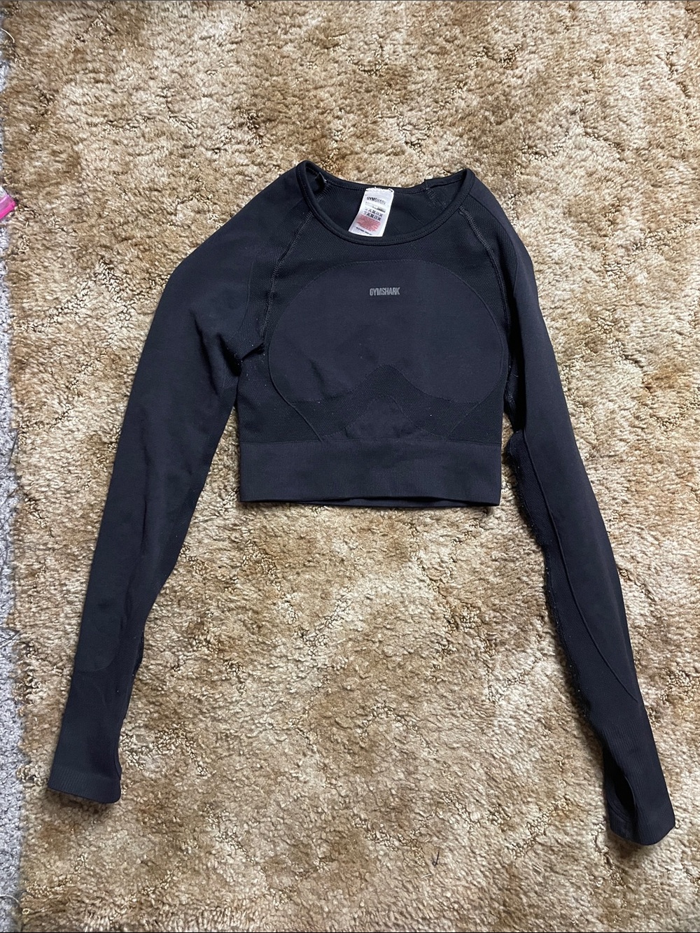 Gymshark‎ Long Sleeve Black Cropped Workout Shirt Size XS